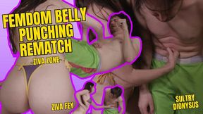 4K Ziva Fey - Femdom Belly Punching Rematch With Sultry Dionysus