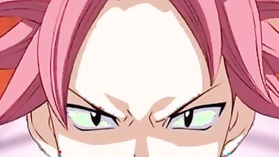 Erza and Natsu get wild with cartoon big dicks and cum in their tight vaginas