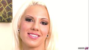Blonde Beauty with Bouncing Boobs get First Time Casting Fuck by muscled Guy with Huge Cock