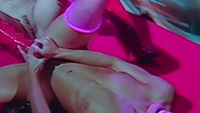 Hardcore lesbian foursome going wild with sex toys