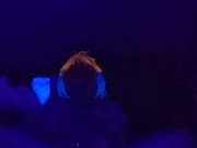 loud moaning whimpering orgasm on a glowing alien cock under blacklight