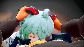 Genshin Impact Ganyu Blowjob Hentai Hard Oral Sex Horn Grab Shake Facial Cumshot Mmd 3D