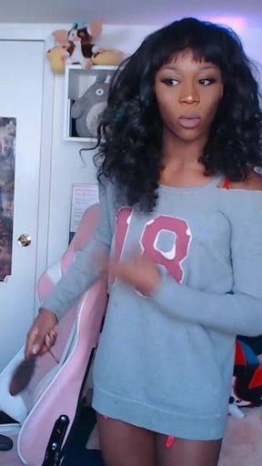 Black Trans Girl Vanniall Unloads Massive Cumshot in Full Webcam Show - Ebony Girldick BBC Masturbation Solo Cumshot