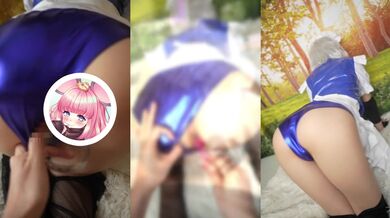 Sakuya’s bubbly anal pump from behind in slutty maid cosplay