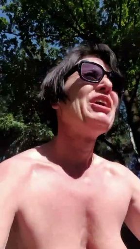 Julie shows vagina while riding a bike   Clip 1