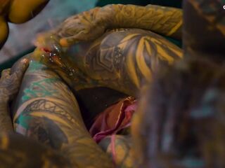 Tattooed Cutie Got Caught Fucking Herself with a Big Toy, ANAL, BJ, Cumshot