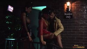 Hot girls by the club get their pussies fucked by a random guy