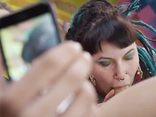 Inked Emo Whore Takes Double Penetration & Savage Booty Pounding From two Doms