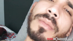 Big dicked bushy Latino Lonesome Leon looks amazing while masturbating