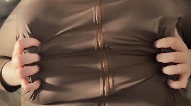 Huge natural knockers escaped a tight top during slapping and nipple play