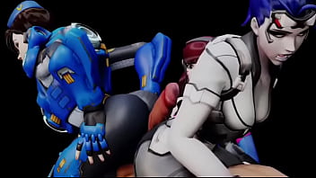 Tracer X Widowmaker Double Buttjob