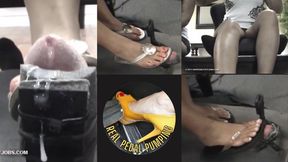 Asian Cousins Take Turns Giving Gas Pedal Footjob