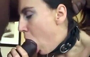 White wife with collar and leash first time bbc: porn