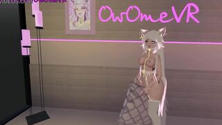 Shy Catgirl Slides on a Performance for you ️solo Masturbation inside Virtual Reality [VRchat] 3d Cartoon Model