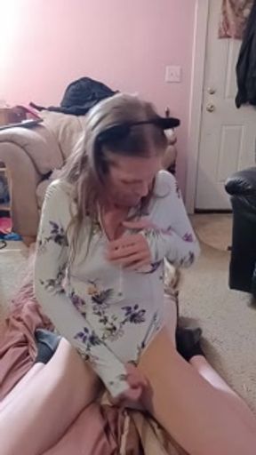 Kitty kat trans girl masturbates and cums in her swimsuit