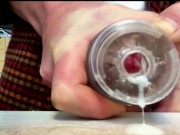 Bator Desk Dump - Groaning verbal creampie in a very slutty Fleshlight cunt