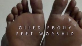 Oiled Ebony Feet Worship