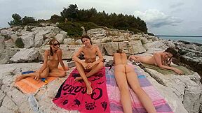 Four Hot Goddesses Sunbathing And Chilling On Nude Beach On Vacation With Adreana Sammy Amateur Babes Outdoors - Rebeka Ruby And Miss Pussycat