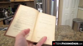 Redheaded babe gets a facial from stepdad's big cum load