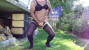 Chloetv sissy the slut masturbates in her backyard