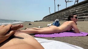 blowjob on a public nudist beach and passionate sex in a hotel room with creampie