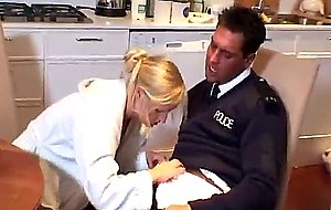 Horny cops team up to fuck a sweet blonde housewife