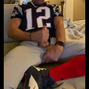 Jockdad87 Shoots a Load of Cum in His Football Gear