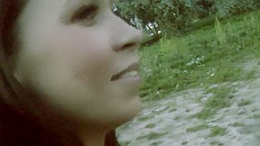 Girl sucking rod outdoors