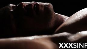 Erotic love making in darkness with  horny couple