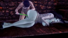 Alcina Dimitrescu takes anal beads dildo up her ass | Resident Evil Village Porn Parody