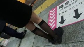 Exciting Encounter with Ponytailed Girl - Skirt Peek Leads to Unexpected Thrills Onboard