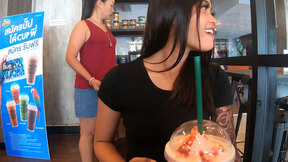 Starbucks coffee date with gorgeous big ass Asian teen girlfriend