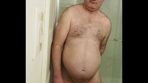 Nude Martin Lavall&eacute_e sodomizes himself and compares his dildo with his rosy chastity device afterwards