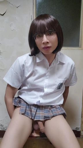 Shemale Ting Xuan Wears High Heels and Rides Dildo to Masturbate