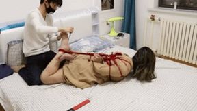 GG09 - Cute barefoot girl being tied up and tickled