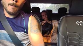 Hotwife and her wife share steamy lesbo ride in the car