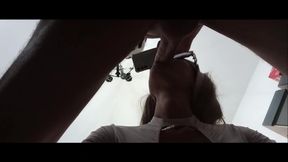 MILF Gives a Quick Blowjob with a Cum Explosion in Her Mouth