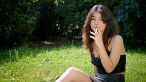 Arina Is Smoking 120mm Cigarettes Outdoors