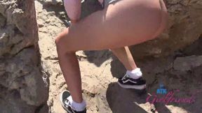 Beach Babe Pees in Public, Gets Horny in the Car