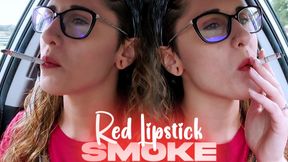 Red Lipstick Candid Car Smoke 4k