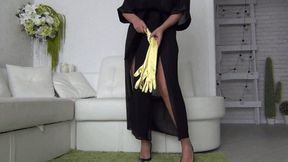I jerk you off with yellow silk gloves d