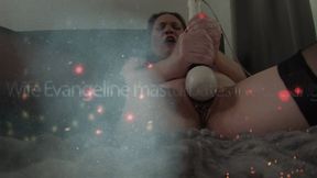 Evangeline masturbates in black Stockings