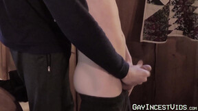 Teen is raw drilled by his daddy after playing with his meat
