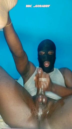 Horny Black Huge Cock Raise Legs and Jerks off to Nut