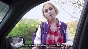 ”Blonde Hitchhiker Gives Road Head for Cash”