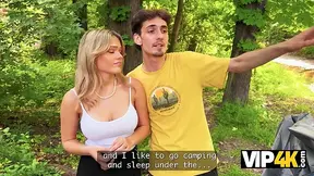 Hot blonde with huge jugs has sex in front of her virgin boyfriend