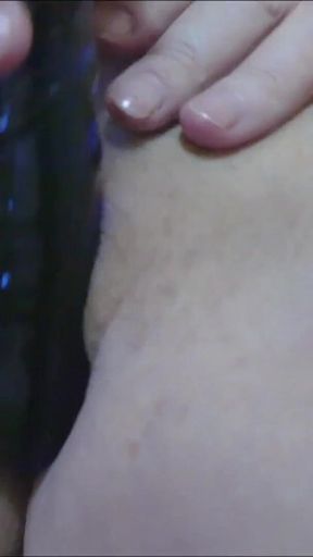 Slurping Squelchy Glass Toy Fucking in Crotchless Stockings