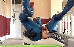 pvcsissy in chastity anal fucking machine