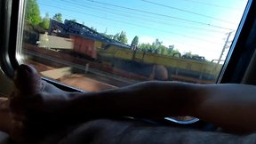 Crazy guy jerks off on train to romania - main time cumshot