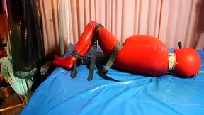 Red Rubber Latex Bondage Suit